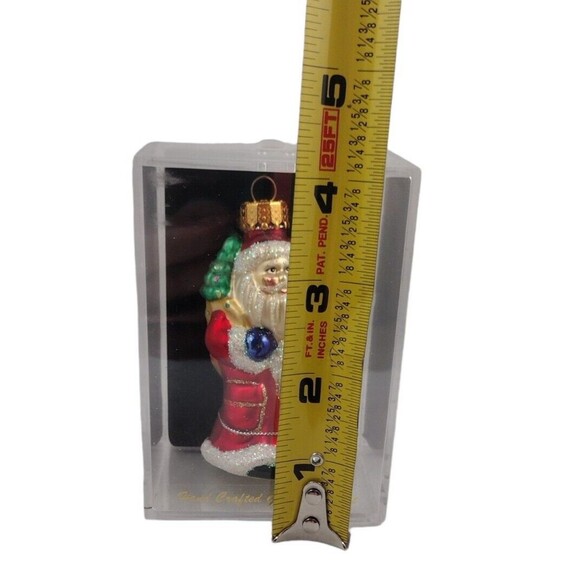 Glass Santa Christmas Ornament Hand Crafted Designer Studios Glitter Lantern - Picture 5 of 7